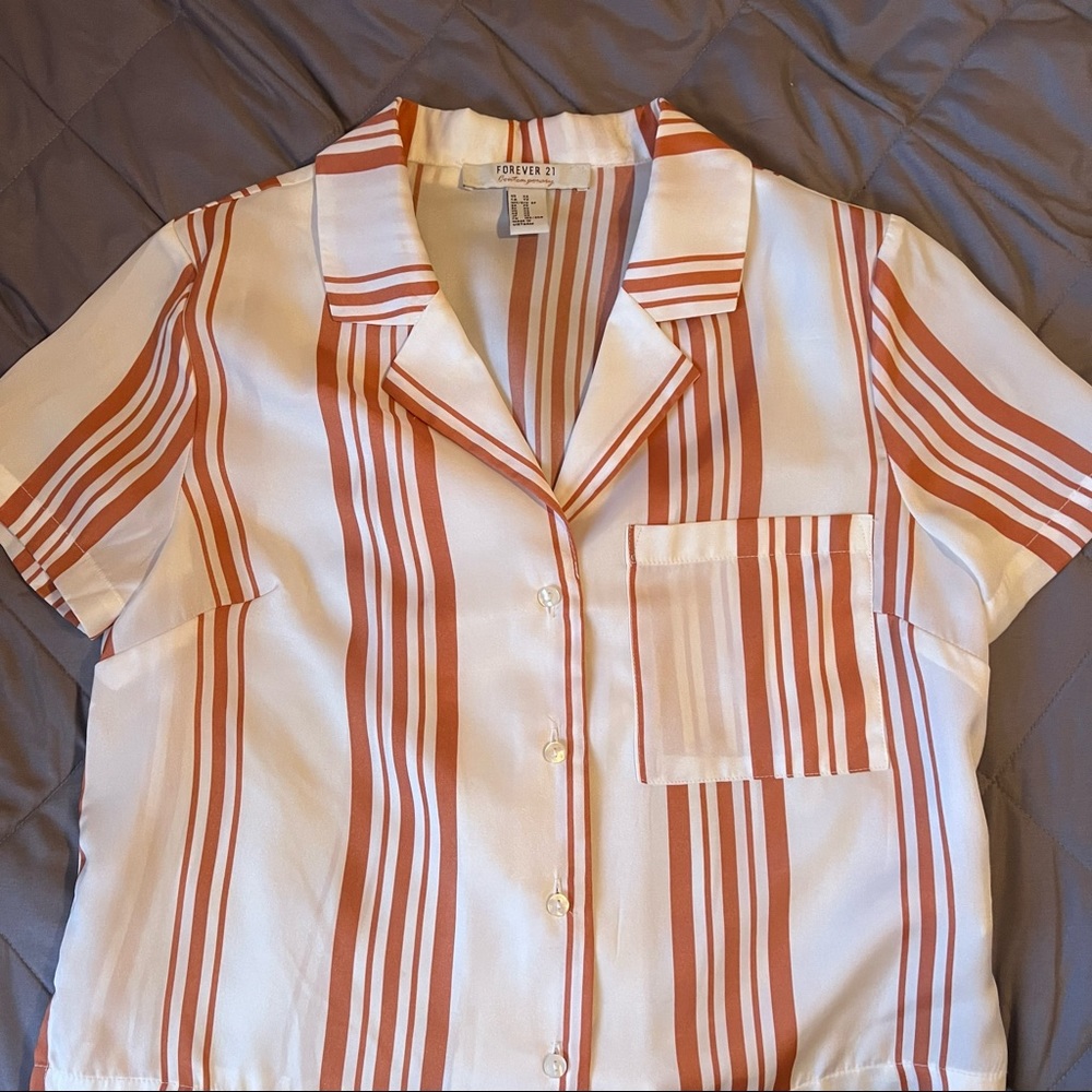Striped button-up top